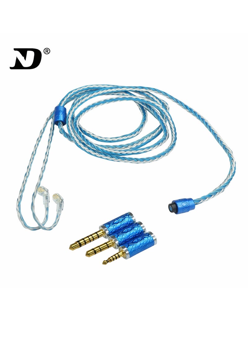 إن دي كابل ترقية سماعات إن دي-دي 3 مجدول مطلي بالفضة، كابل استبدال برأس قابل للفصل مع رؤوس قابلة للتبديل 3.5 ملم / 2.5 ملم / 4.4 ملم، مكوّن من 16 جديلة و352 نواة، متوافق مع سماعات كيه زد داخل الأذن بدبابيس 0.75 – 0.78 ملم - Image 1